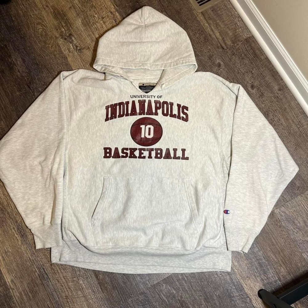 Vintage 2000s Champion Reverse Weave University of Indianapolis Hoodie‎ Grey XL